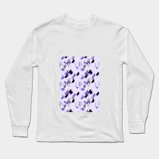 Retro half moon with stars and purple background Long Sleeve T-Shirt